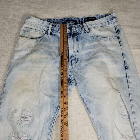 Smoke Rise Shorts Mens Sz 34 Blue Jean Distressed Y2k Fray Preppy Acid Wash - Picture 7 of 15